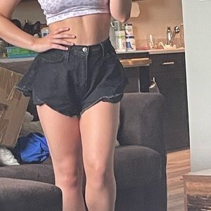 Black flare shorts